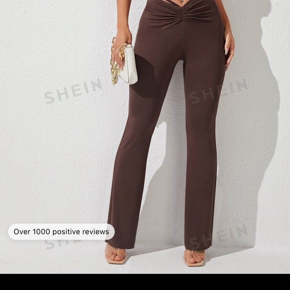 PETITE High Waist Ruched Flare Pants